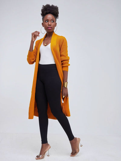 Vivo Long Sleeve Midi Waterfall - Mustard - Shopzetu