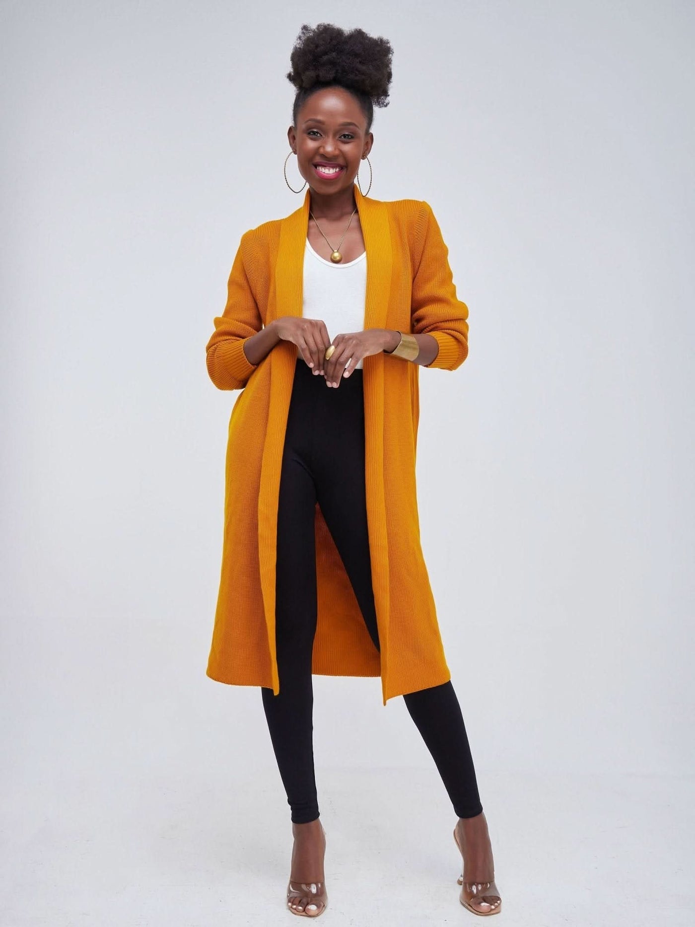 Vivo Long Sleeve Midi Waterfall - Mustard - Shopzetu