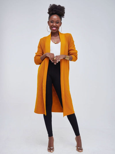 Vivo Long Sleeve Midi Waterfall - Mustard - Shopzetu