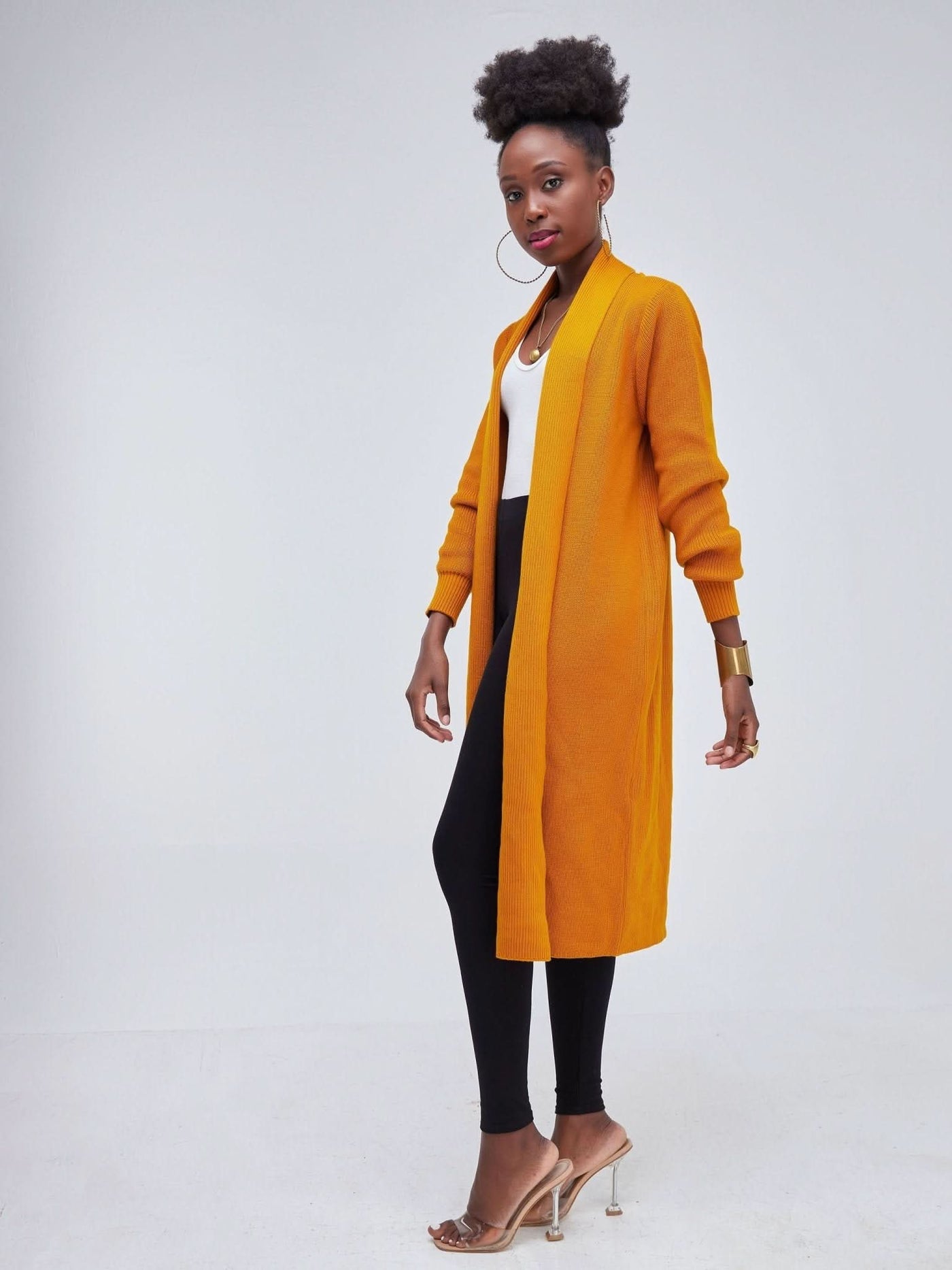 Vivo Long Sleeve Midi Waterfall - Mustard - Shopzetu