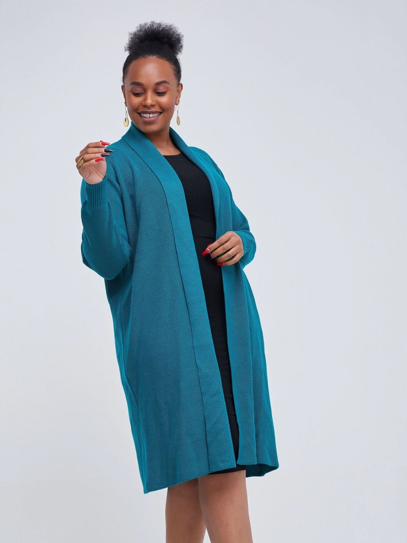 Vivo Long Sleeve Midi Waterfall - Teal - Shopzetu