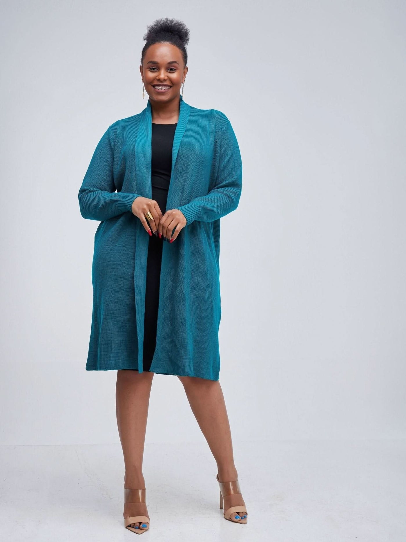 Vivo Long Sleeve Midi Waterfall - Teal - Shopzetu