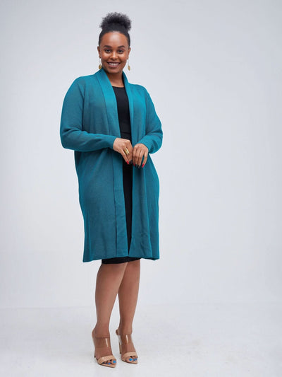 Vivo Long Sleeve Midi Waterfall - Teal - Shopzetu