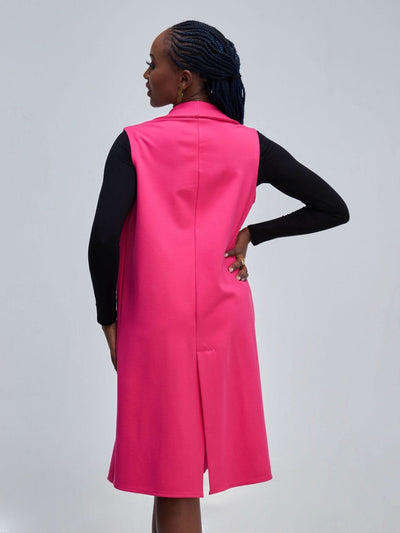 Vivo Zena Sleeveless Shawl Collar Overcoat - Pink - Shopzetu