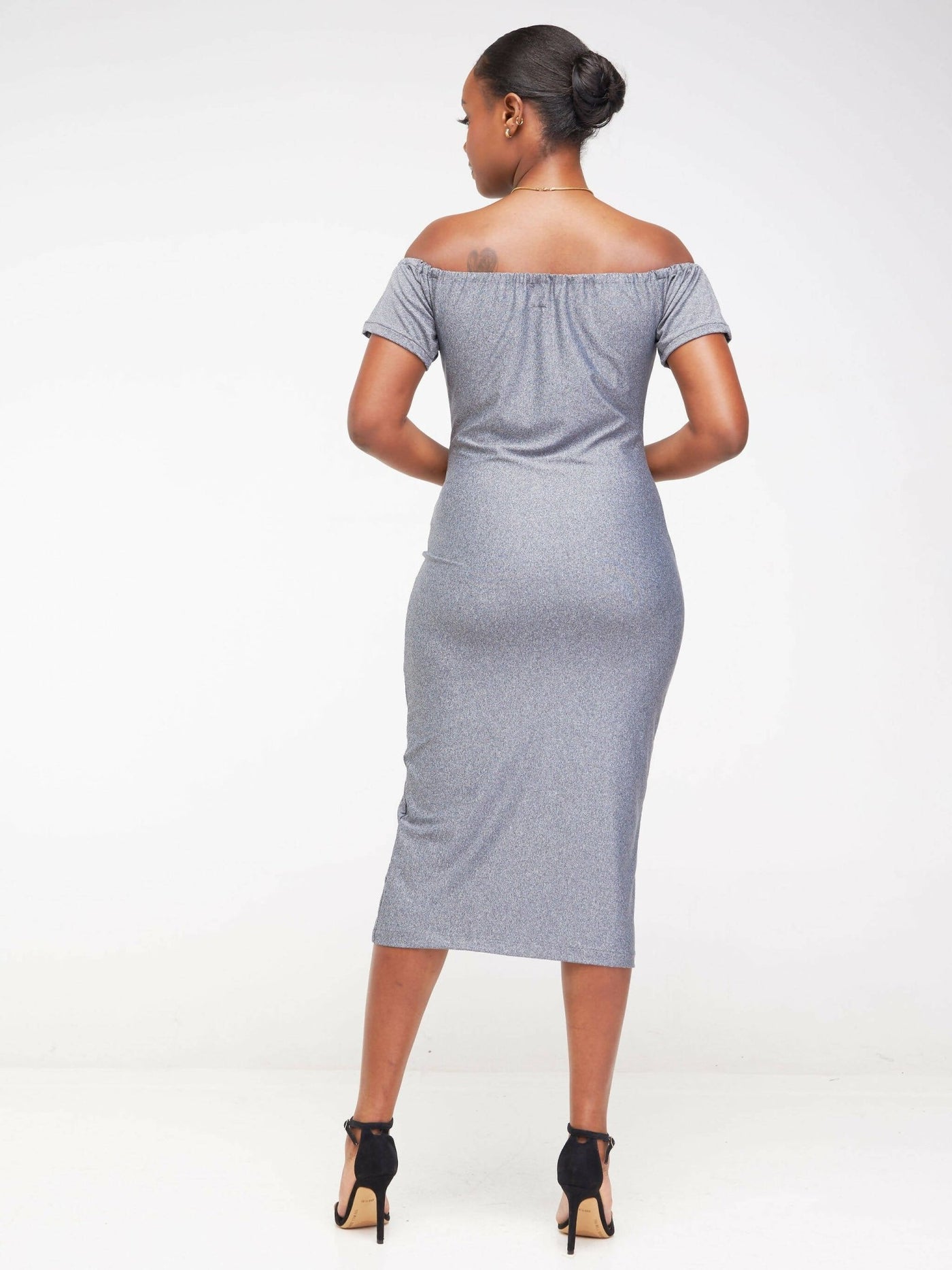 Juka Closet Off Shoulder Dress - Grey - Shopzetu