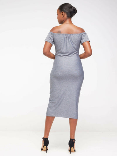 Juka Closet Off Shoulder Dress - Grey - Shopzetu
