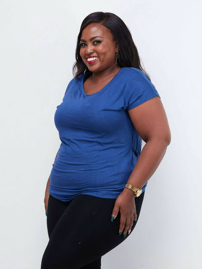 Hessed Short Sleeved Top - Blue - Shopzetu
