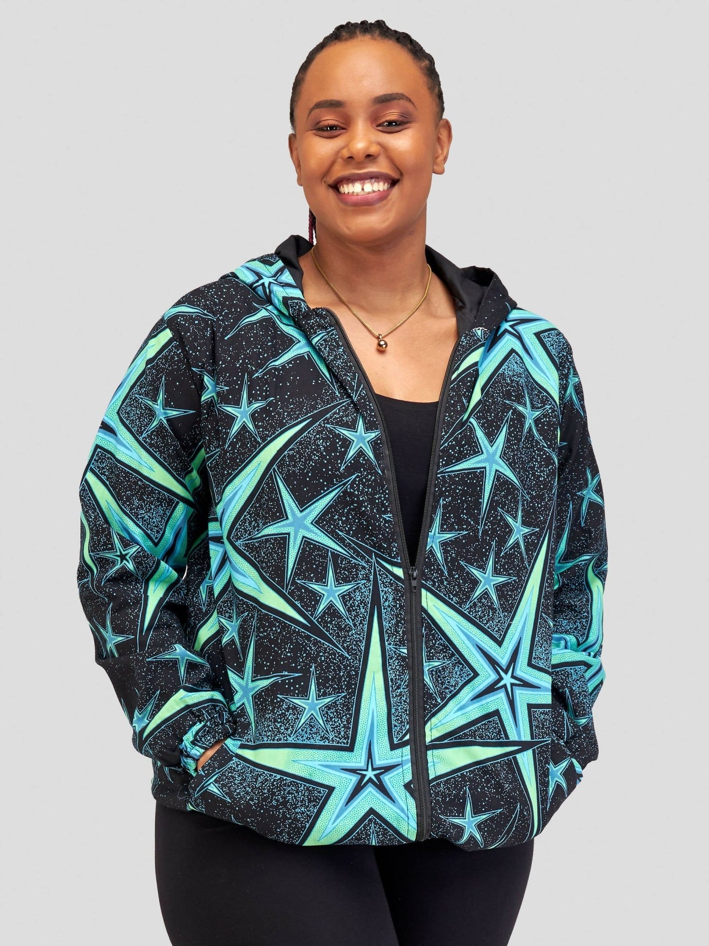 Gravio Fashions Neon Black Hood Jacket - Black - Shopzetu
