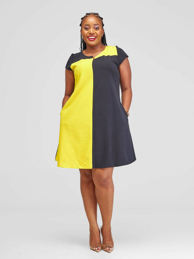 Jolly Fancy Wear Aika Shift Dress - Black / Yellow - Shopzetu