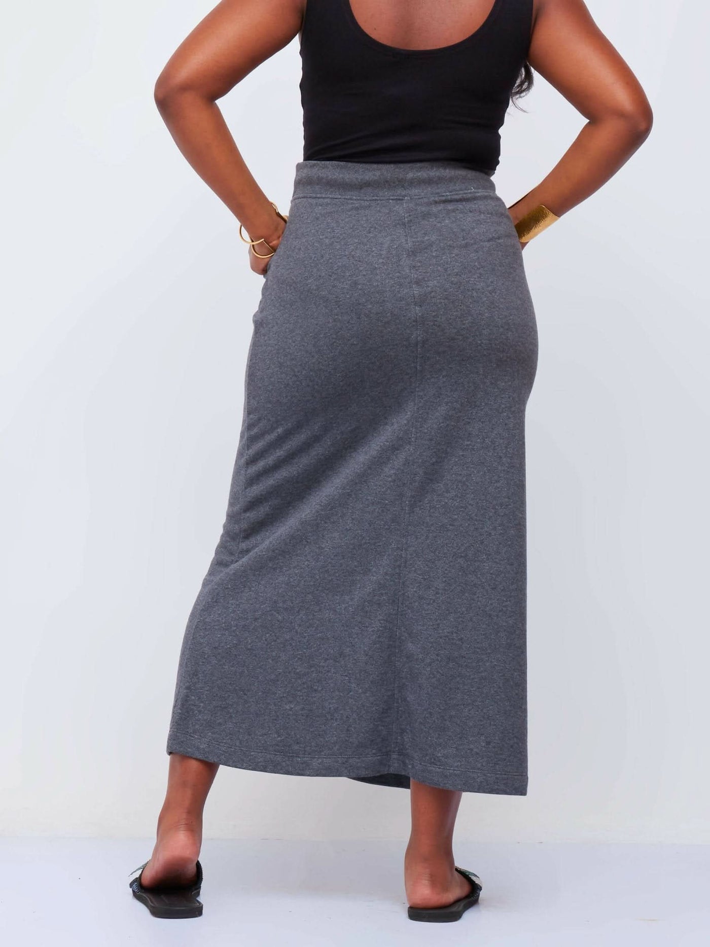 Hessed Maxi Long Skirt - Grey - Shopzetu