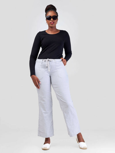 Valuespot Linen Blend Pants - Grey - Shopzetu