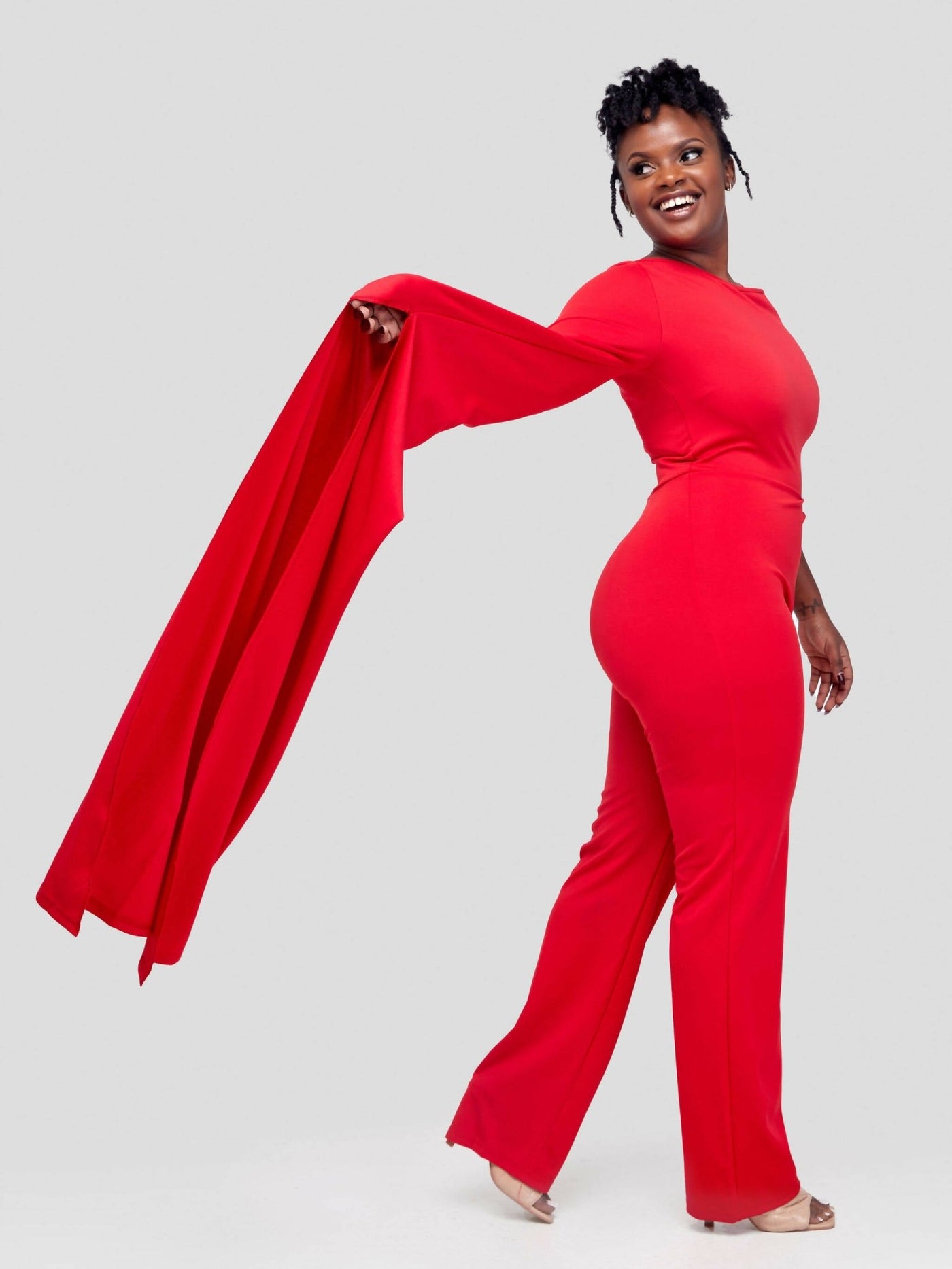 Bold N Chic Hand Trail Jumpsuit - Red - Shopzetu