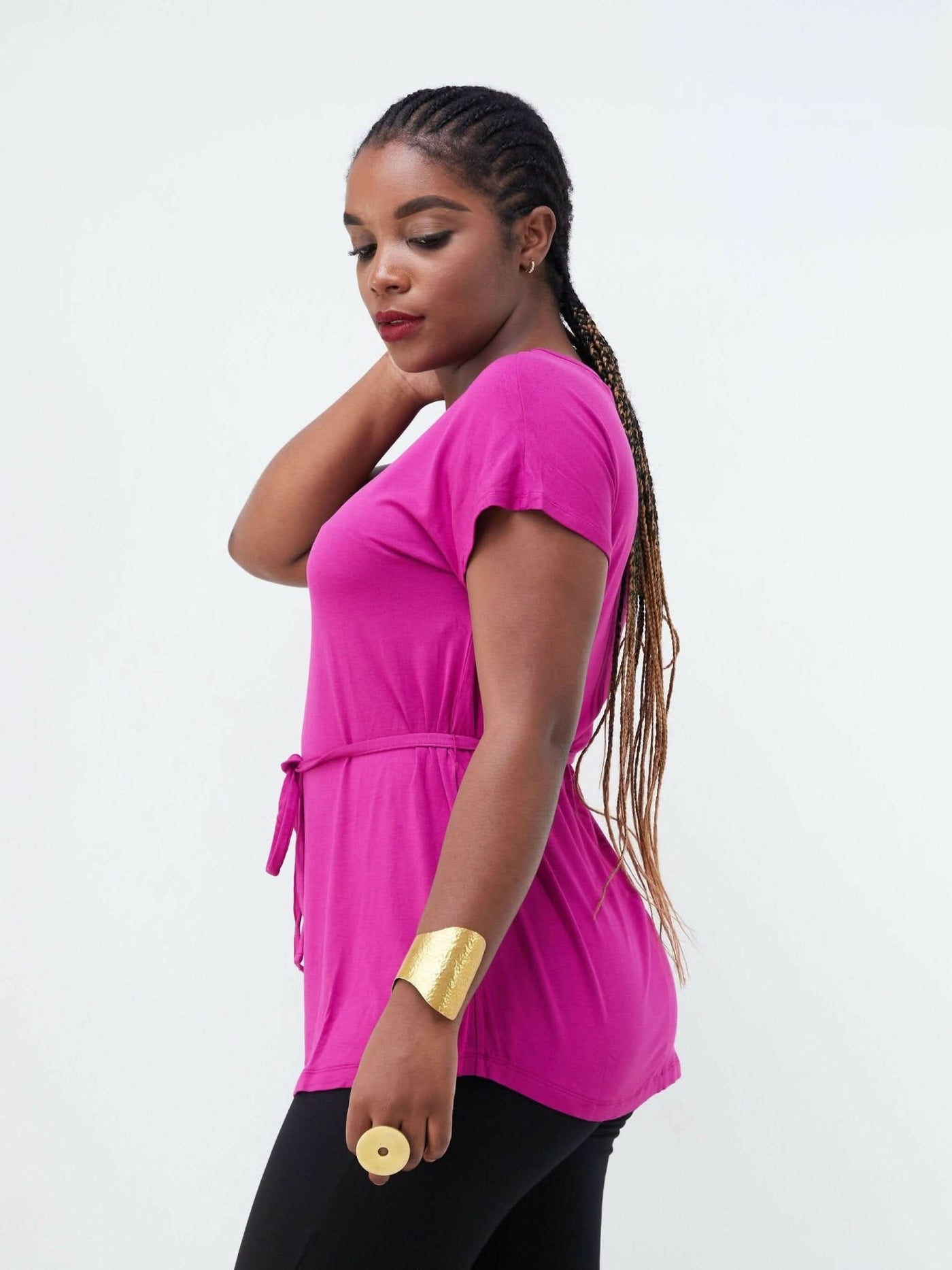 Hessed Short Sleeved Top - Purple - Shopzetu