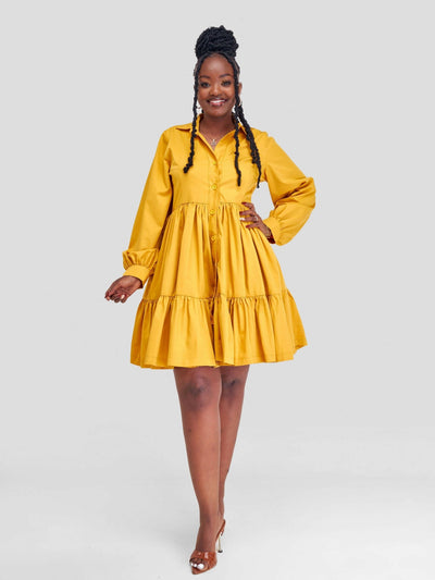 Izulu Kenderi Dress - Mustard - Shopzetu