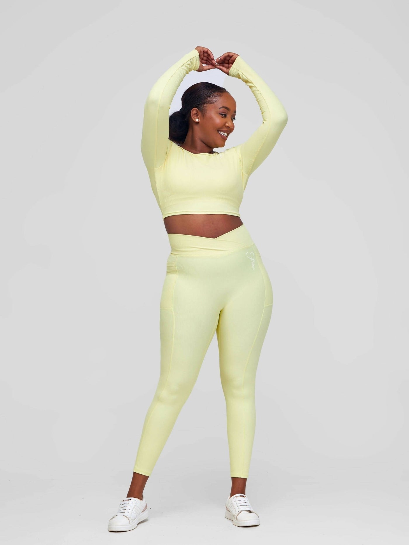 Fabtive Maridadi Long Sleeved Set - Yellow - Shopzetu
