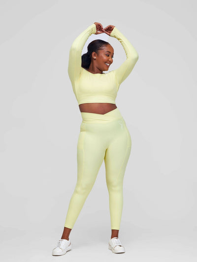 Fabtive Maridadi Long Sleeved Set - Yellow - Shopzetu