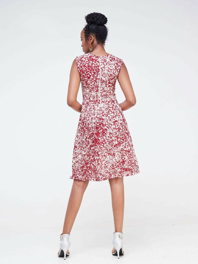The Fashion Frenzy Wendo Printed Skater - Red - Shopzetu