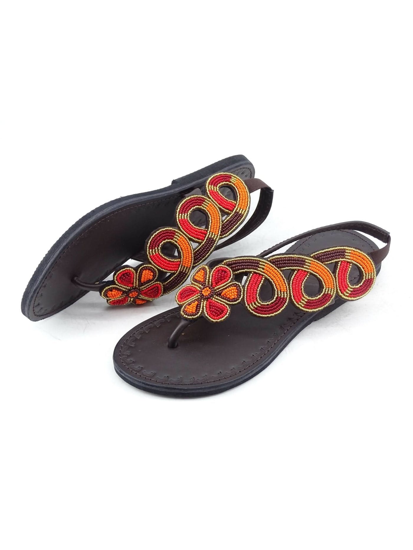 Azu's Backstrap Sandals - 233 KUK - CHOCO/ORANGE/RED/GOLD - Shopzetu