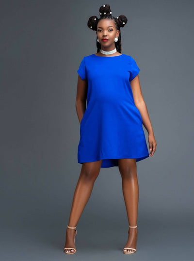 Zia Africa "Capricorn" Shift Dress - Blue - Shopzetu