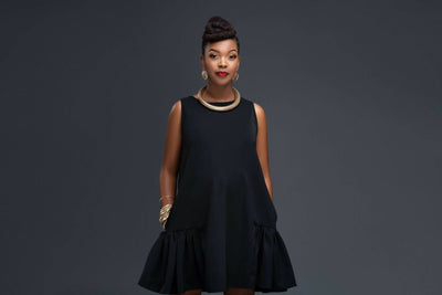 Zia Africa "Pisces" Sleeveless Shift Dress - Black - Shopzetu
