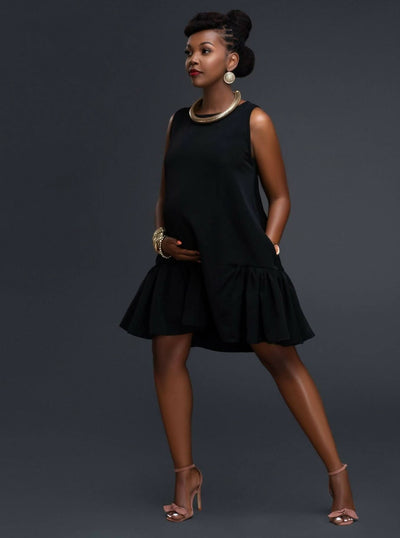 Zia Africa "Pisces" Sleeveless Shift Dress - Black - Shopzetu