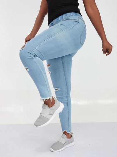 Zola Light Blue Rugged (No String) Jeans - Blue - Shop Zetu Kenya