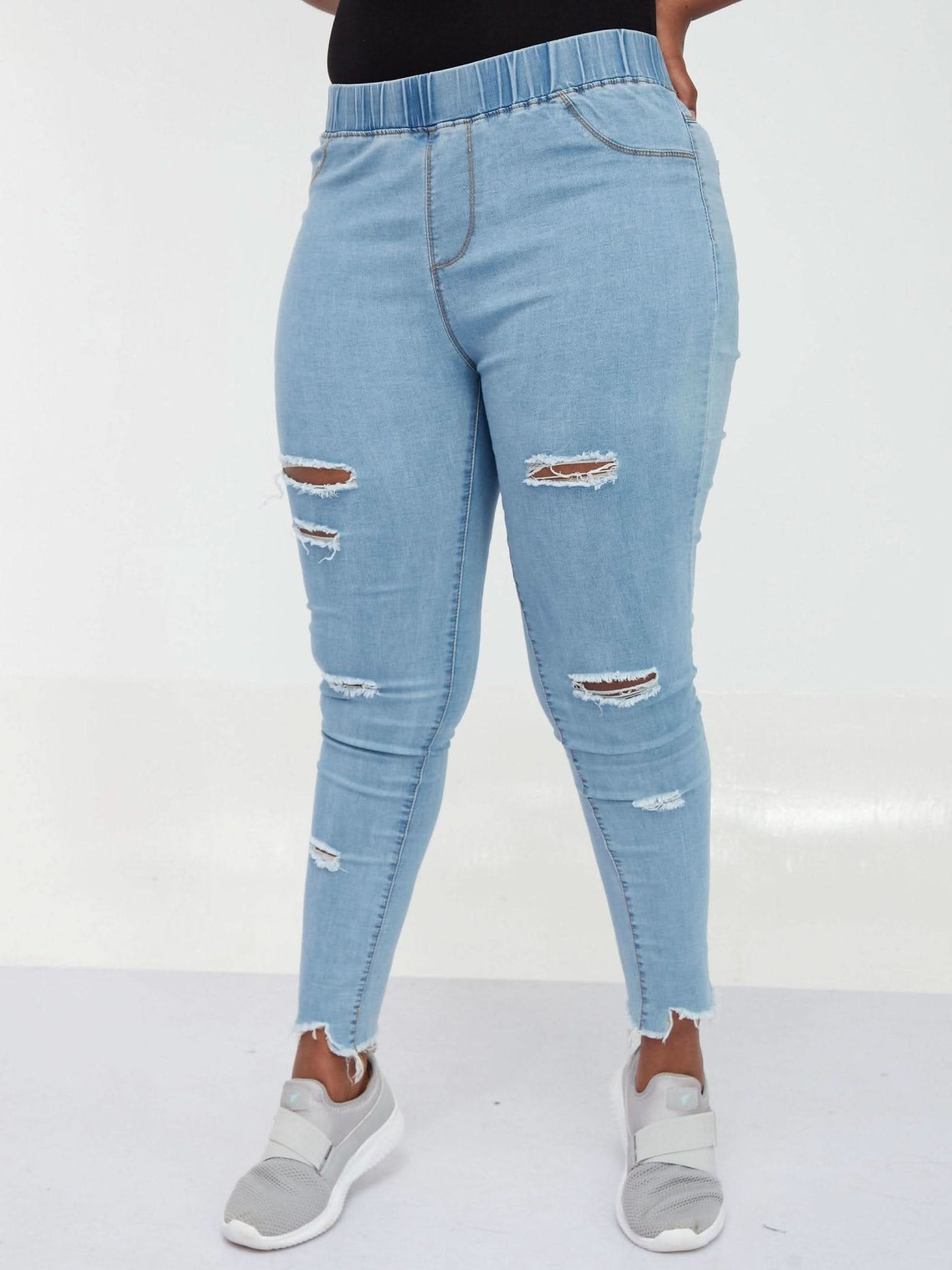 Zola Light Blue Rugged (No String) Jeans - Blue - Shop Zetu Kenya