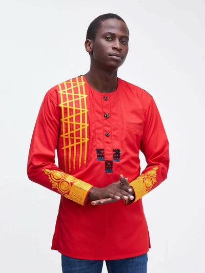 Tribal Touch Shirt - Red - Shopzetu