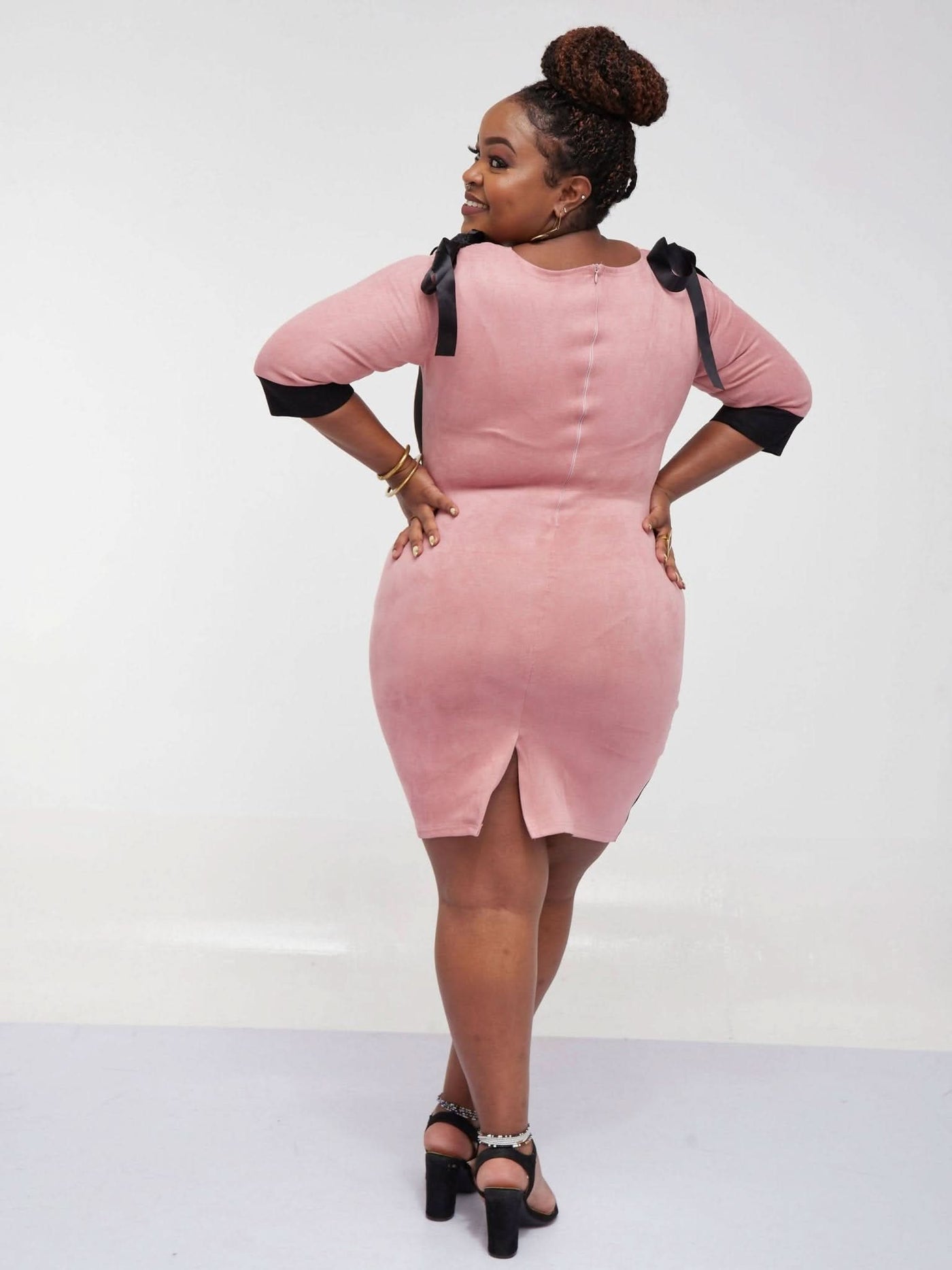 Zola Velvet Pink Bodycon Office Dress - Pink - Shop Zetu Kenya