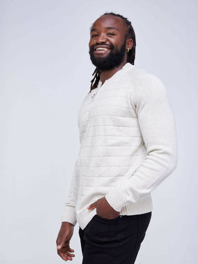 Zipped Cardigan - White - Shopzetu