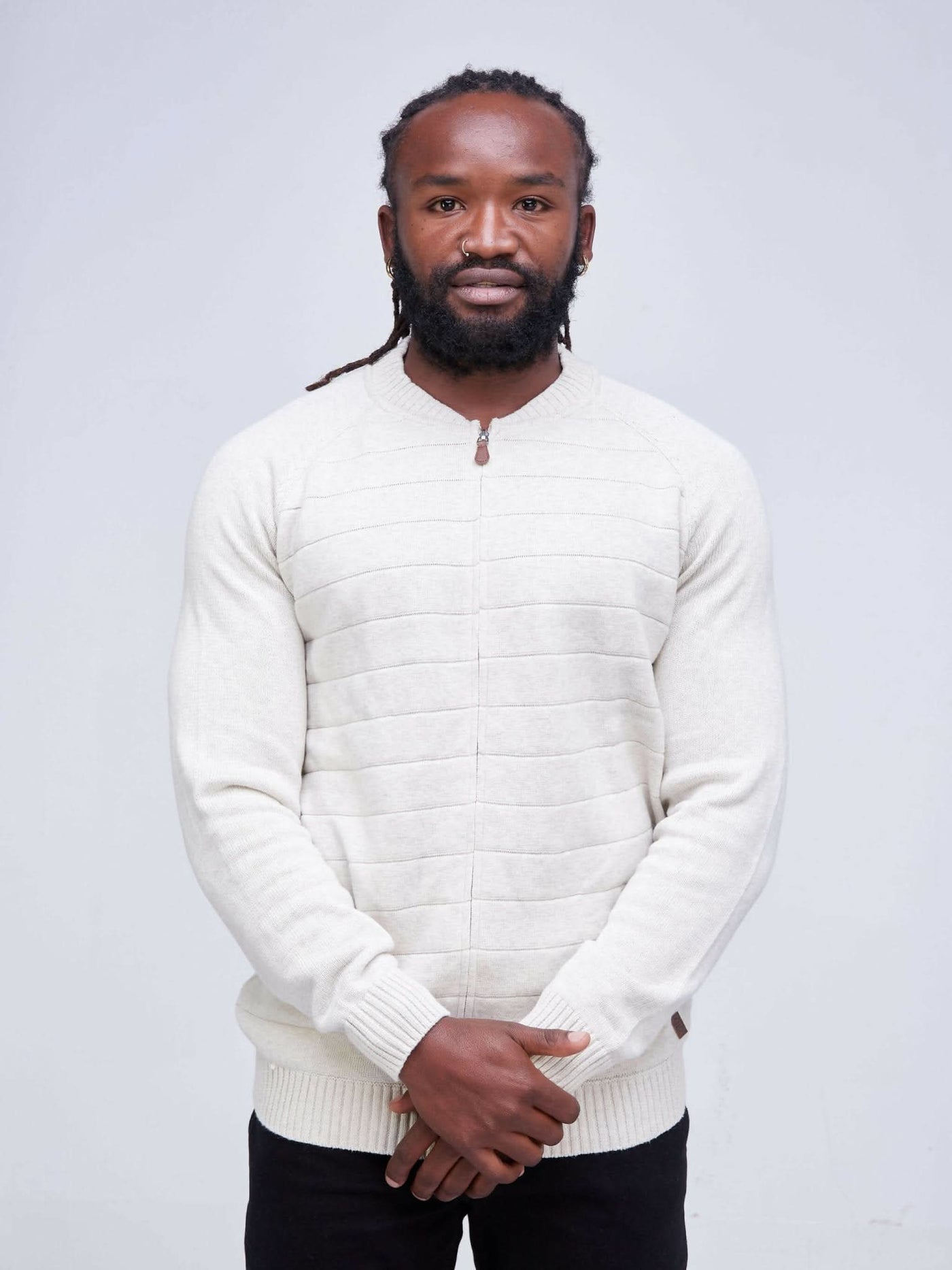 Zipped Cardigan - White - Shopzetu