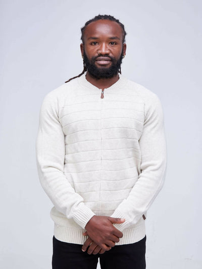 Zipped Cardigan - White - Shopzetu