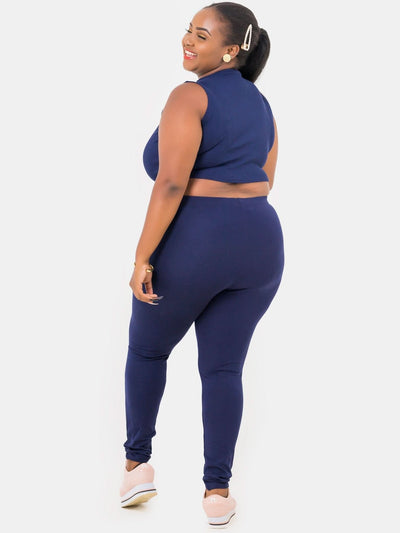 Zoya Basic Full Length Leggings - Navy Blue - Shopzetu