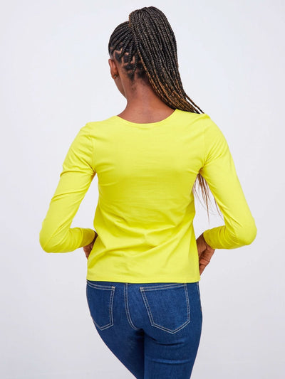 Zoya Basic Long Sleeve Top - Yellow - Shopzetu