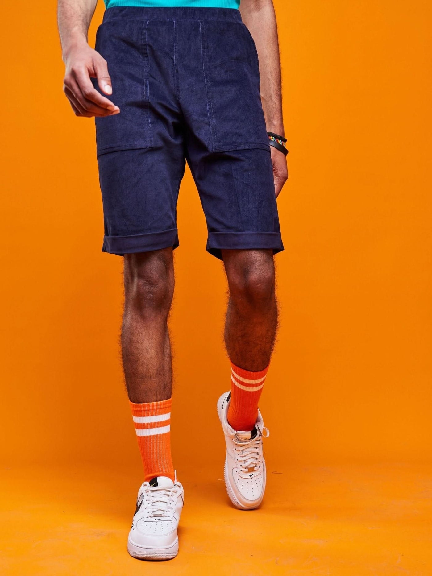 Zoya Brave Corduroy Shorts - Navy Blue - Shopzetu