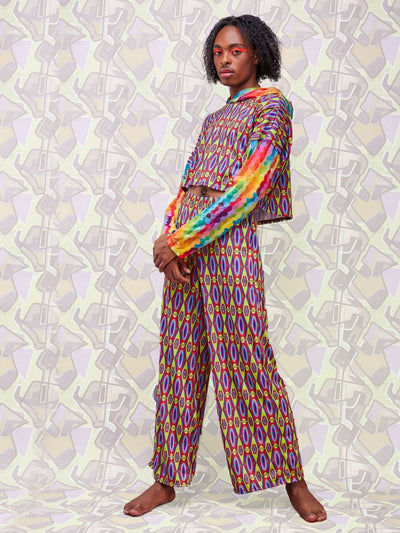 Zoya X Bold Hoodie Print Crop Top - Geometric / Rainbow Print - Shop Zetu Kenya