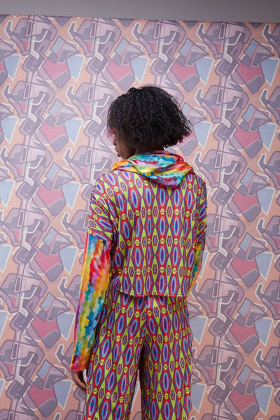 Zoya X Bold Hoodie Print Crop Top - Geometric / Rainbow Print - Shop Zetu Kenya